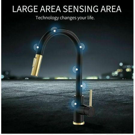 2023 Brushed Gold Spout Matte Black pull out with spray function kitchen mixer tap faucet