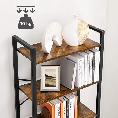 VASAGLE 6-Tier Bookcase Storage Shelf Steel Frame for Living Room Study Office Hallway Industrial Design Vintage Brown Black