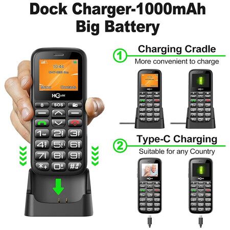 4G LTE Unlocked Basic Phone for Seniors Big Button Type-C Loud Sound Long Standby SOS