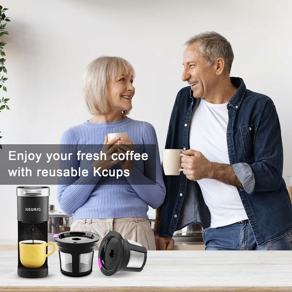 4Pcs Reusable K Cups, Refillable K Cup Coffee Pods, Compatible with Keurig Brewers, Black