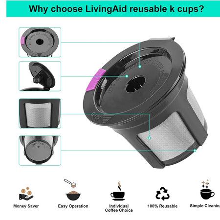 4Pcs Reusable K Cups, Refillable K Cup Coffee Pods, Compatible with Keurig Brewers, Black