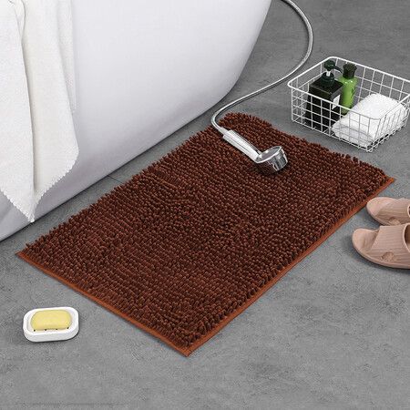 Set of 1 Highly Absorbent Microfiber Door Mat Pet Rug Non Slip Thick Washable Soft Chenille 60x40cm for Kitchen Bedroom Indoor Outdoor Brown