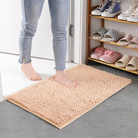 Set of 1 Highly Absorbent Microfiber Door Mat Pet Rug Non Slip Thick Washable Soft Chenille 60x40cm for Kitchen Bedroom Indoor Outdoor Khaki