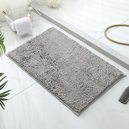 Set of 1 Highly Absorbent Microfiber Door Mat Pet Rug Non Slip Thick Washable Soft Chenille 60x40cm for Kitchen Bedroom Indoor Outdoor Light Grey