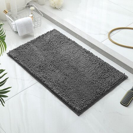 Set of 1 Highly Absorbent Microfiber Door Mat Pet Rug Non Slip Thick Washable Soft Chenille 60x40cm for Kitchen Bedroom Indoor Outdoor Deep Grey