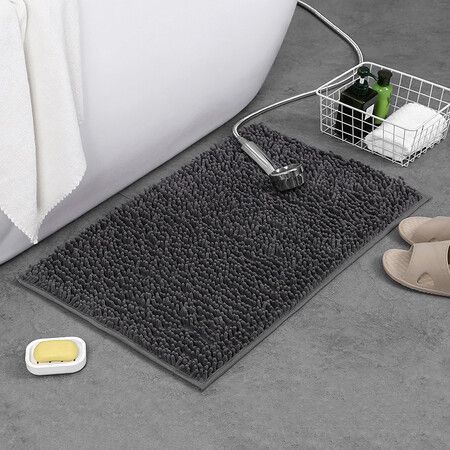 Set of 1 Highly Absorbent Microfiber Door Mat Pet Rug Non Slip Thick Washable Soft Chenille 60x40cm for Kitchen Bedroom Indoor Outdoor Deep Grey