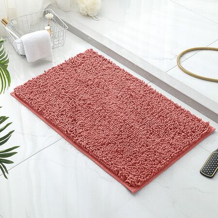 Set of 1 Highly Absorbent Microfiber Door Mat Pet Rug Non Slip Thick Washable Soft Chenille for Kitchen Bedroom Indoor Outdoor Pink 60x40cm