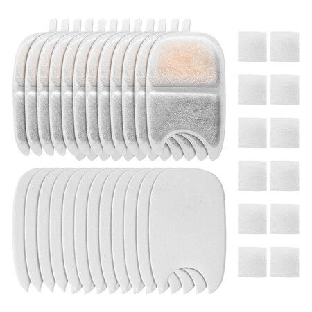 12-Pack Replacement Filters & Sponges for 4L Wireless Cat Dog Water Fountain, Triple Filtration System Pet Water Filter