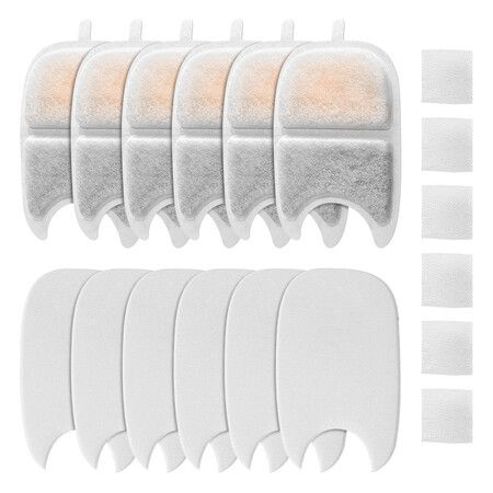 6-Pack Replacement Filters & Sponges for 4L Wireless Cat Dog Water Fountain, Triple Filtration System Pet Water Filter