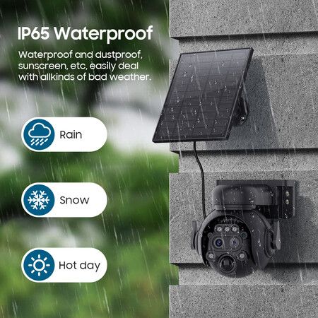 6MP Security Solar Cameras Wireless Outdoor 12X Zoom WiFi Battery Powered 355 Degree with PIR Motion Detection,Color Night Vision,Spotlight Siren