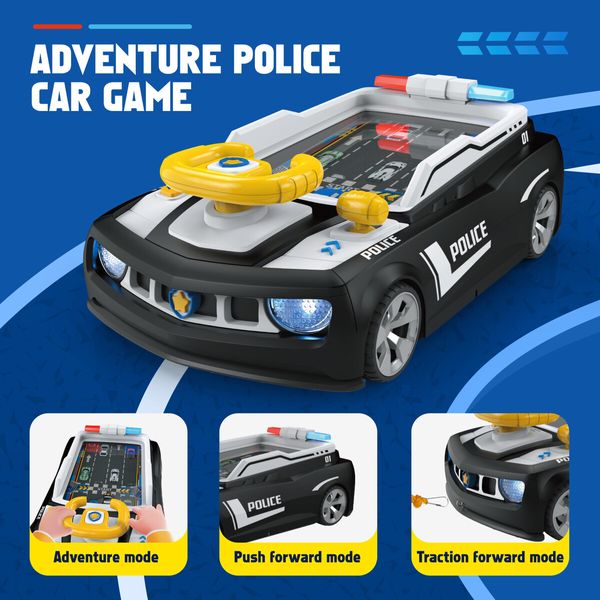 Steering Wheel Toy Kids Police Car Model Driving Racing Game Childrens Vehicle Adventure Education Simulation Sound