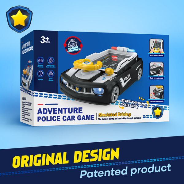 Steering Wheel Toy Kids Police Car Model Driving Racing Game Childrens Vehicle Adventure Education Simulation Sound