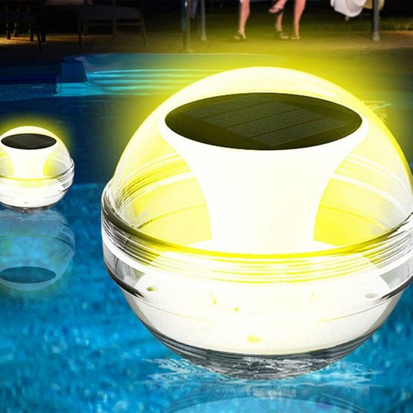 LED Solar Floating Light Waterproof Swimming Pool Lamp Color Changing Decoration Lawn Lights for Fountain Fish Tank Pond Floating Pool Light White