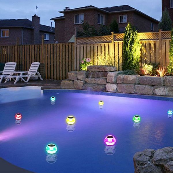 LED Solar Floating Light Waterproof Swimming Pool Lamp Color Changing Decoration Lawn Lights for Fountain Fish Tank Pond Floating Pool Light White