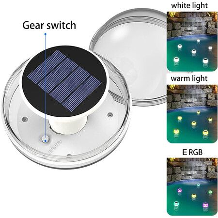 LED Solar Floating Light Waterproof Swimming Pool Lamp Color Changing Decoration Lawn Lights for Fountain Fish Tank Pond Floating Pool Light White