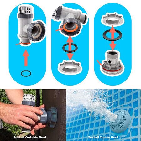 25076RP Washer and Ring Kit for 1-1/2in Fittings, O Ring Rubber Washer for Intex Pool Plunger Valves and Intex Replacement Gasket 10745, 10262 and 10255, 12 pcs