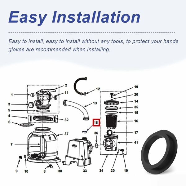 11412 Sand Filter Pump L Shape O Ring Compatible with Intex Krystal Clear Sand Filter Pump, 5 Pcs