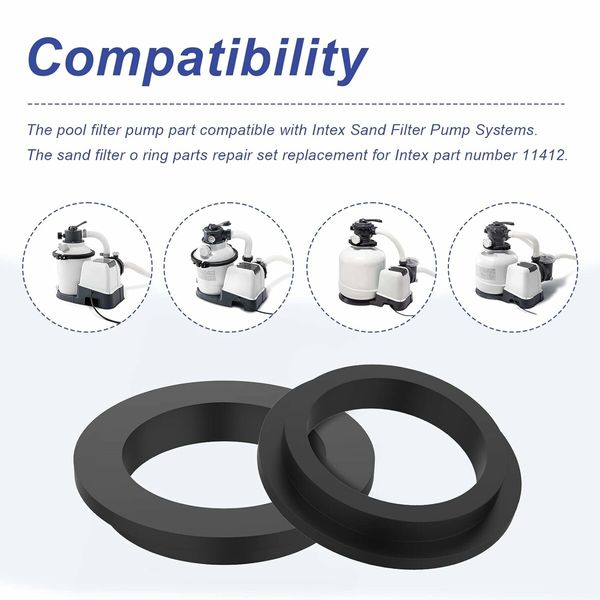 11412 Sand Filter Pump L Shape O Ring Compatible with Intex Krystal Clear Sand Filter Pump, 5 Pcs