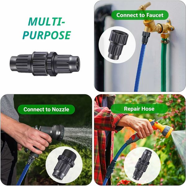 4Pack Expandable Garden Hose Repair Kit, Plastic Flex Hose Repair Kit, Male and Female Hose End Repair Fittings/Connector