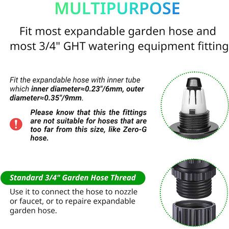 4Pack Expandable Garden Hose Repair Kit, Plastic Flex Hose Repair Kit, Male and Female Hose End Repair Fittings/Connector