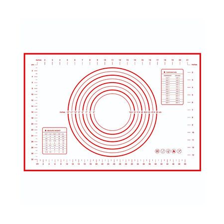 24 x 16 Inches Silicone Pastry Baking Mat Non Slip Pastry Mat with Measurement for Rolling Dough Counter Cookies Pie, Easy to Transfer Sourdough Bread (Red)