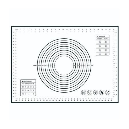 28 x 20 Inches Silicone Pastry Baking Mat Non Slip Pastry Mat with Measurement for Rolling Dough Counter Cookies Pie, Easy to Transfer Sourdough Bread (Black)