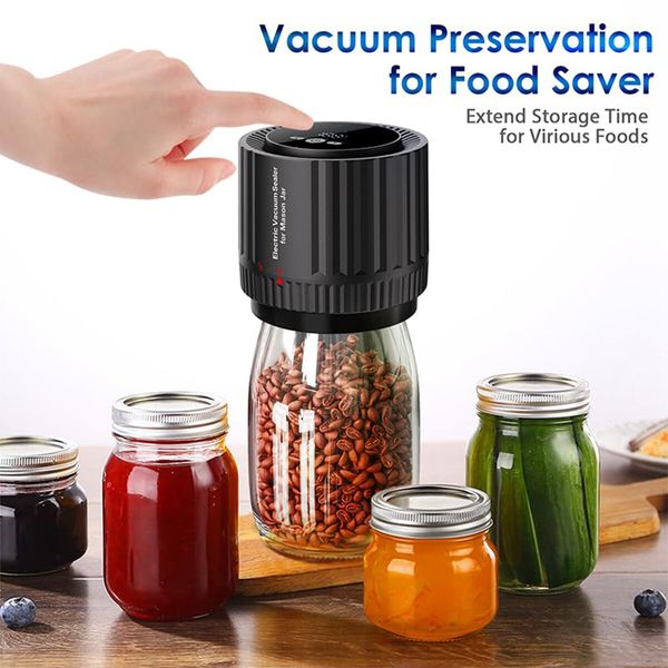 Electric Mason Jar Vacuum Sealer Kit,Cordless Handheld Vacuum Sealer for Wide Mouth & Regular Mouth Mason Jars,with Led Screen,Portable Food Storage and Canning