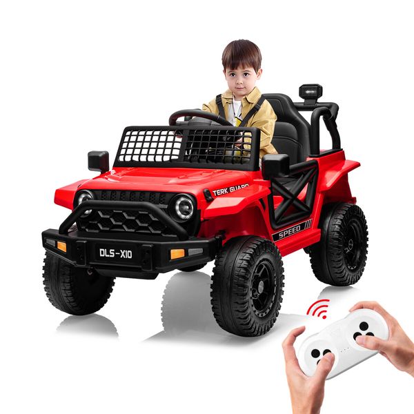 Kids Ride On Car Toy Parental Remote Control Truck Electric Jeep Vehicle 12V Music Light Red