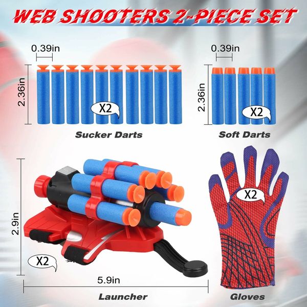 Web Shooters Toy for Kids,Toy for Age3+ Boy,Web Slinger Boy Toys with Spider Glove Launcher,Birthday Gifts for Boys,2 Pack