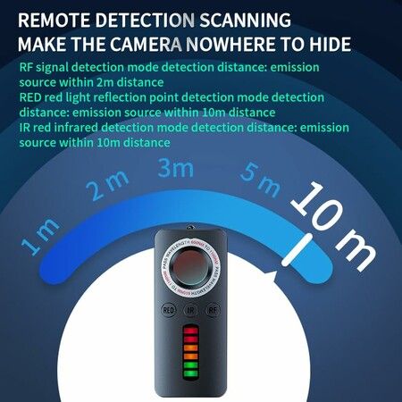 Hidden Camera Detector Anti-Spy Bug Detector GPS Tracker RF Signal Scanner Listening Device Finder Wireless Rechargeable for Hotel Car Bathroom