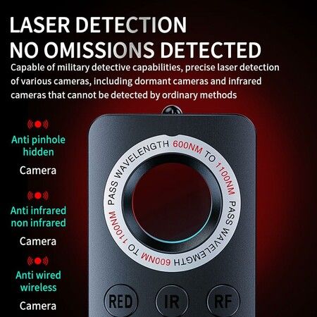 Hidden Camera Detector Anti-Spy Bug Detector GPS Tracker RF Signal Scanner Listening Device Finder Wireless Rechargeable for Hotel Car Bathroom