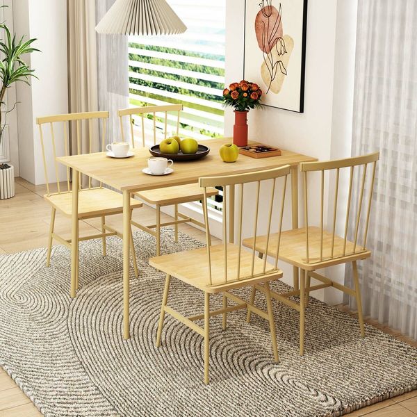 Dining Table and Chairs 5 Piece Kitchen Bar Living Sitting Room Modern Furniture Home Office Work Desk Metal Frame Oak