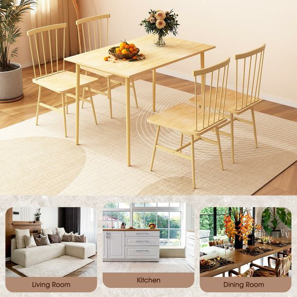 Dining Table and Chairs 5 Piece Kitchen Bar Living Sitting Room Modern Furniture Home Office Work Desk Metal Frame Oak