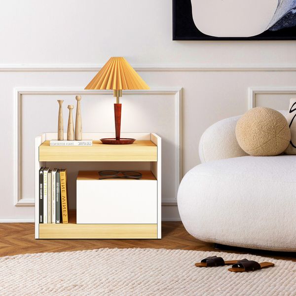 Wooden Bedside Table Sofa Side End Nightstand Bedroom Living Room Furniture Storage Office Cabinet Organiser Drawer Shelf