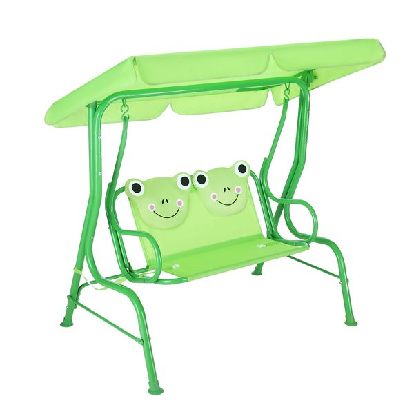 Kids Swing Chair 2 Seat Outdoor Furniture Garden Porch Hammock Patio Activity Play Centre Lounge Bench Metal with Canopy