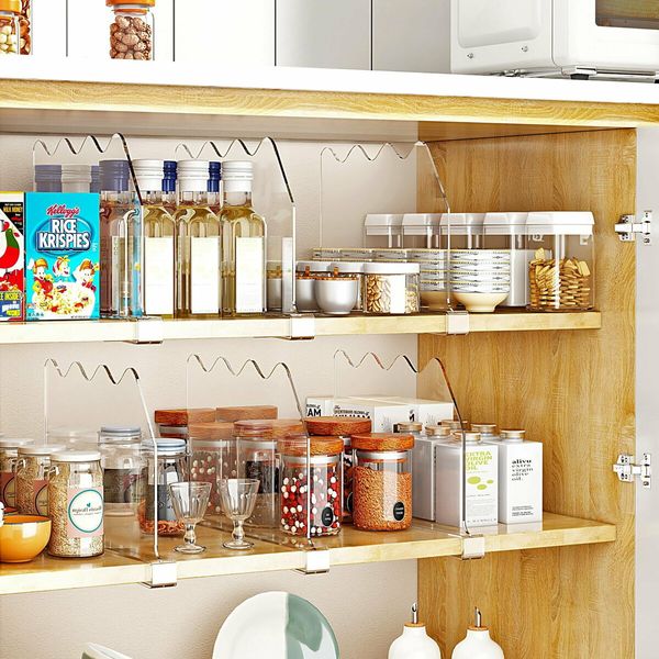 4Pcs Shelf Dividers For Closet Organization,Clear Closet Shelf Divider For Clothes Purses Separators For Bedroom,Kitchen,Cabinets,Bathroom