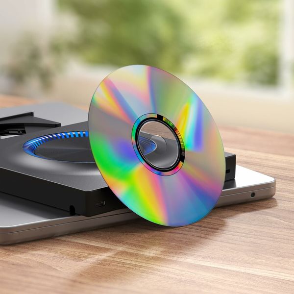 External CD DVD Drive USB 3.0 USB-C Hub SD Card Slot Portable CD DVD ROM RW Disk Player Burner Reader Writer for Laptop Mac PC Windows Linux