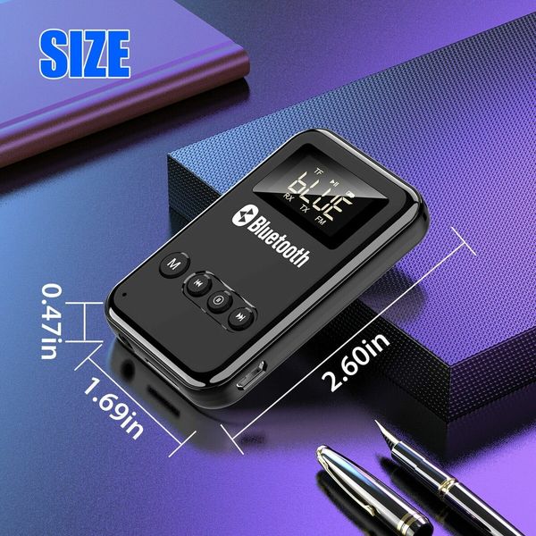 Bluetooth Transmitter Receiver LCD Screen Audio V5.0 Adapter 4-in-1 Wireless AUX Adapter TV Car PC Home Theater Speakers MP3 Player