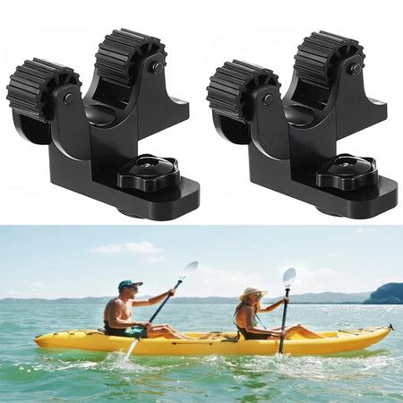 2Pcs Kayak Paddle Holder, Kayak Oar Holder for Fishing Kayak, Kayak Track Mount Accessories, Kayak Rail Accessories