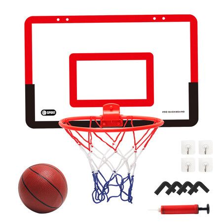 Portable Basketball Hoop Toys Kit Foldable Indoor Home Basketball Fans Sports Game Toy Set Color Red