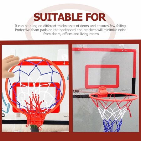 Portable Basketball Hoop Toys Kit Foldable Indoor Home Basketball Fans Sports Game Toy Set Color Red