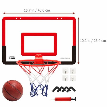 Portable Basketball Hoop Toys Kit Foldable Indoor Home Basketball Fans Sports Game Toy Set Color Red