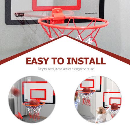 Portable Basketball Hoop Toys Kit Foldable Indoor Home Basketball Fans Sports Game Toy Set Color Red