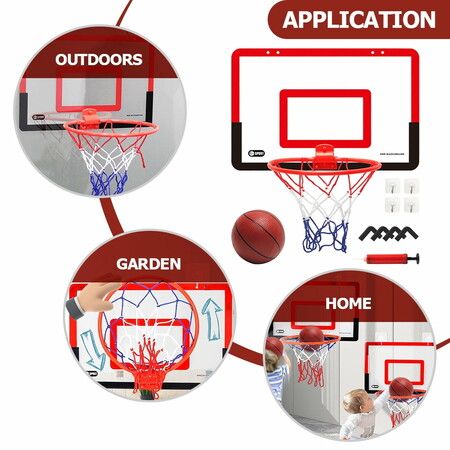 Portable Basketball Hoop Toys Kit Foldable Indoor Home Basketball Fans Sports Game Toy Set Color Red