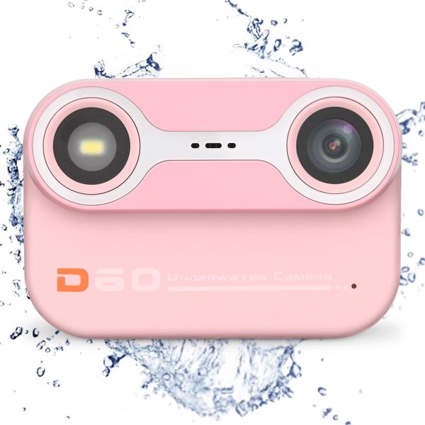 Kids Waterproof Digital Camera Underwater Camera with 2.4In IPS Display USB Rechargeable Digital Camera with 32GB Card Pink