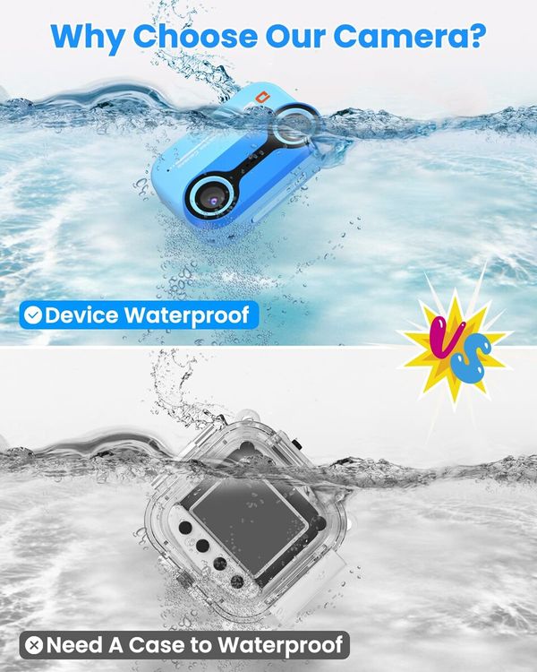 10FT Underwater Camera,Kids Waterproof Camera,1080P Video Camera,Christmas Birthday Gifts Pool Toys Ages 3+,Toddler Digital Action Camera with 32GB Card (Blue)