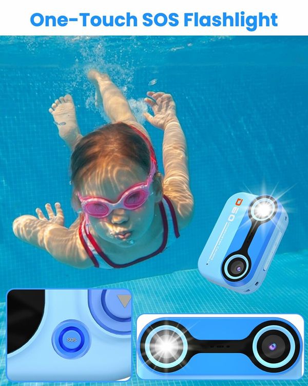 10FT Underwater Camera,Kids Waterproof Camera,1080P Video Camera,Christmas Birthday Gifts Pool Toys Ages 3+,Toddler Digital Action Camera with 32GB Card (Blue)