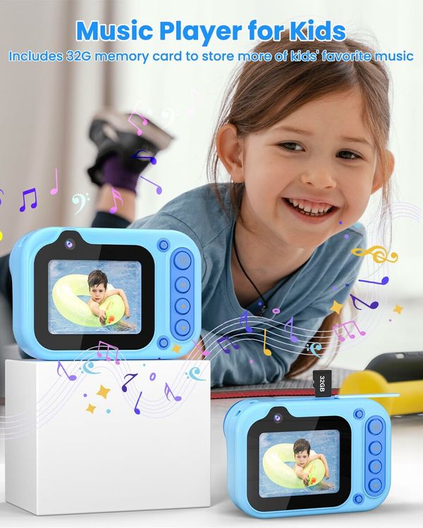 10FT Underwater Camera,Kids Waterproof Camera,1080P Video Camera,Christmas Birthday Gifts Pool Toys Ages 3+,Toddler Digital Action Camera with 32GB Card (Blue)