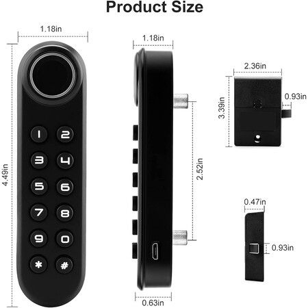 Fingerprint Cabinet Lock, Smart Electronic Cabinet Locks Suitable for Office Cabinet, Wardrobes, Liquor