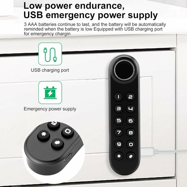 Fingerprint Cabinet Lock, Smart Electronic Cabinet Locks Suitable for Office Cabinet, Wardrobes, Liquor